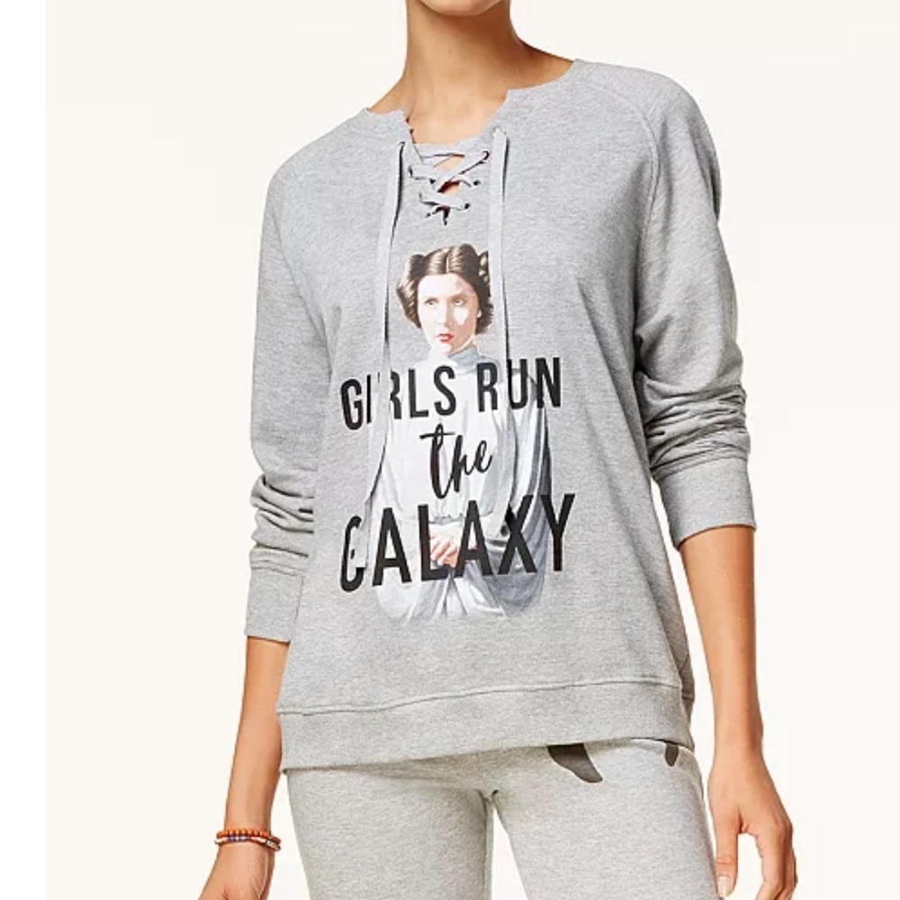 NWOT Star Wars Women’s Size Small Grey Lace Up Princess‎ Leia Sweatshirt